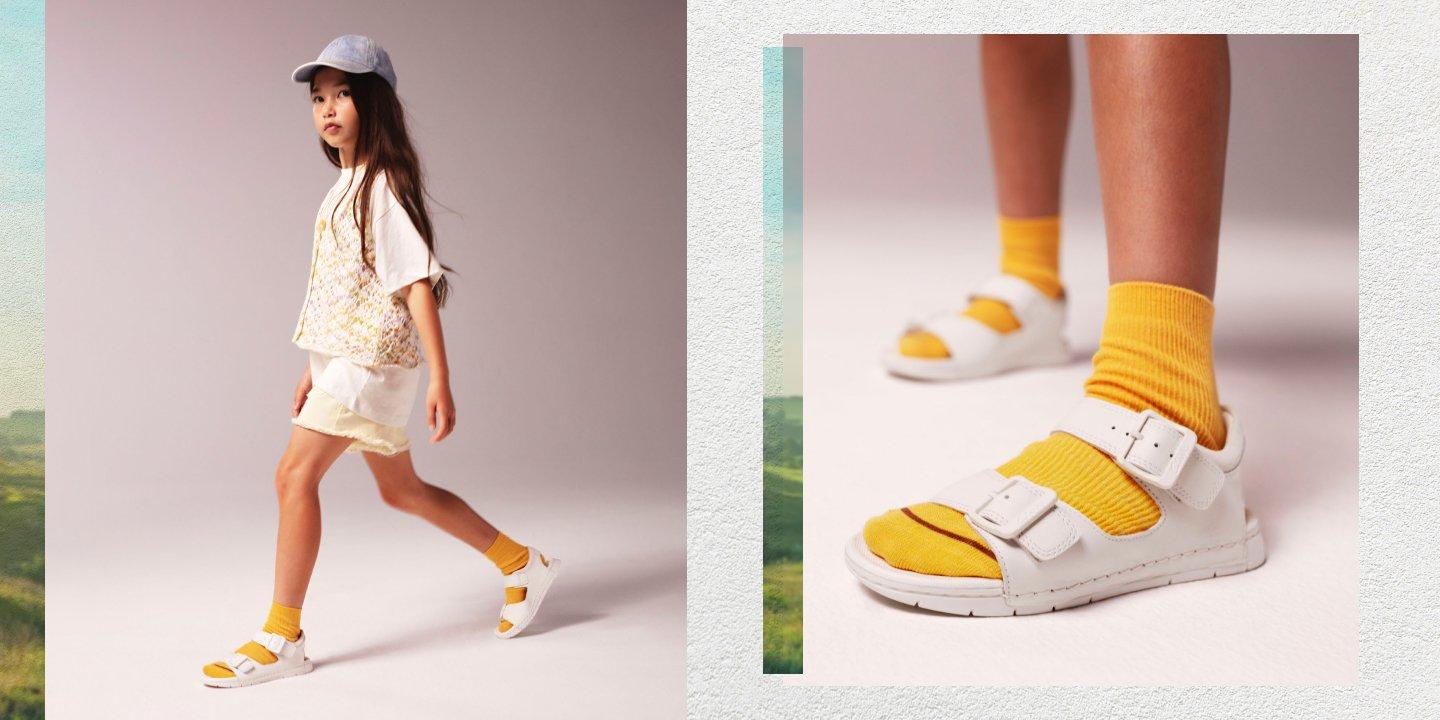 Sandale de piele cu velcro Roam Wing Clarks (ROAM WING K LILAC COMBI F
